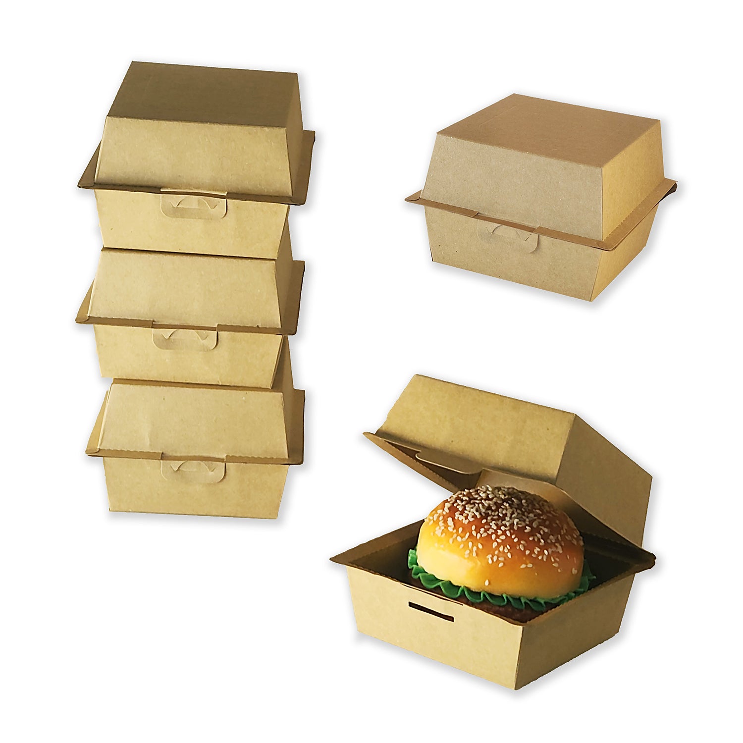 Take out paper containers (4.13"x 4.13" x H3.54) Hamburger box, 100pcs