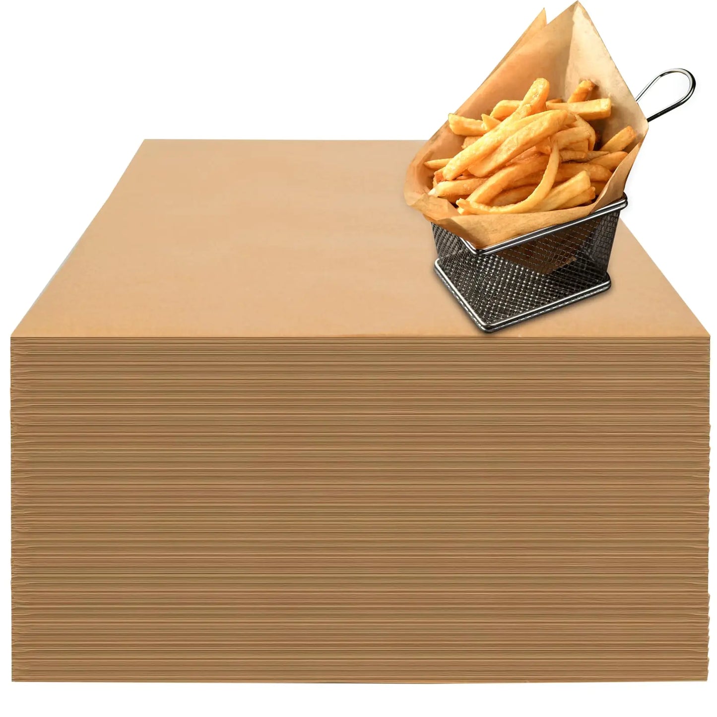 100 Count Pre-Cut Deli Wax Paper Sheets 12x12" Natural Kraft Parchment Paper Sheets for Food Basket Liners Greaseproof Deli Squares Sanwich Wrappering Paper for BBQ Picnic Festival Fair Neyimqr