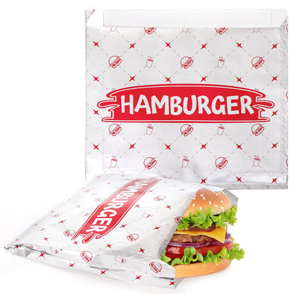 150 Pack Burger Wrappers Aluminum Foil Hamburger Sleeves Water and Grease Resistance Sandwich Bags Disposable Hamburger Wrappers Bulk for Paninis Pita Pockets Burger Sandwich